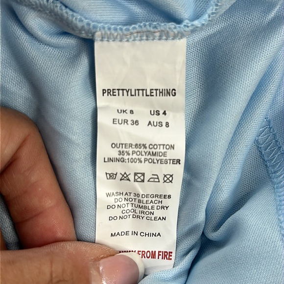 PrettyLittleThing | Dusty Blue Long Sleeve Lace Bodycon Dress - Picture 14 of 17